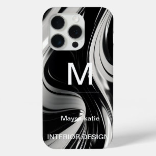 Minimalistisch zwart-wit modern Hoesje-Ma iPhone 15 Pro Case