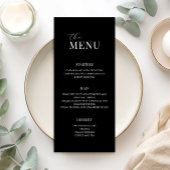 Minimalistisch zwart-wit modern huwelijksmenu menu