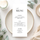 Minimalistisch zwart-wit modern huwelijksmenu menu