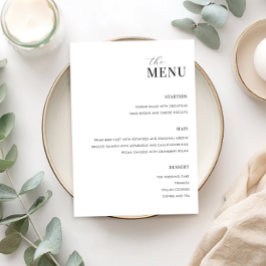 Minimalistisch zwart-wit modern huwelijksmenu menu