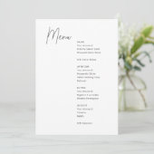 Minimalistisch zwart-wit modern huwelijksmenu menu (Staand voorkant)