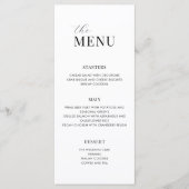 Minimalistisch zwart-wit modern huwelijksmenu menu (Voorkant)