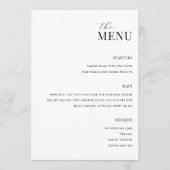 Minimalistisch zwart-wit modern huwelijksmenu menu (Voorkant)