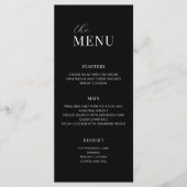 Minimalistisch zwart-wit modern huwelijksmenu menu (Voorkant)