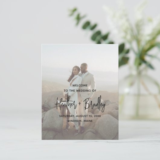 Minimalistisch zwart-wit modern huwelijksprogramma (Staand voorkant)