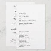 Minimalistisch zwart-wit modern huwelijksprogramma (Voorkant / Achterkant)