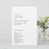 Minimalistisch zwart-wit modern huwelijksprogramma (Staand voorkant)