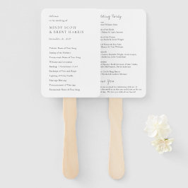 Minimalistisch zwart-wit modern huwelijksprogramma handwaaier