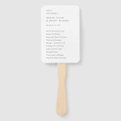 Minimalistisch zwart-wit modern huwelijksprogramma handwaaier (Voorkant)
