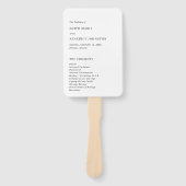 Minimalistisch zwart-wit modern huwelijksprogramma handwaaier (Voorkant)