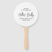 Minimalistisch zwart-wit modern huwelijksprogramma handwaaier (Voorkant)