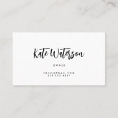 Minimalistisch zwart-wit modern kalligrafie visitekaartje (Achterkant)