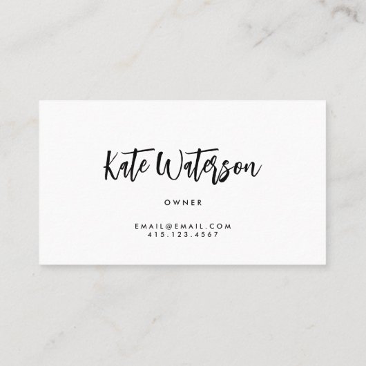 Minimalistisch zwart-wit modern kalligrafie visitekaartje (Achterkant)