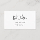 Minimalistisch zwart-wit modern kalligrafie visitekaartje (Achterkant)