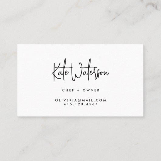 Minimalistisch zwart-wit modern kalligrafie visitekaartje (Achterkant)