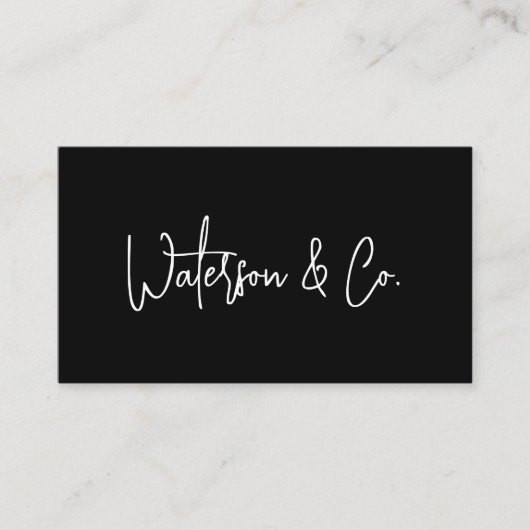 Minimalistisch zwart-wit modern kalligrafie visitekaartje (Voorkant)