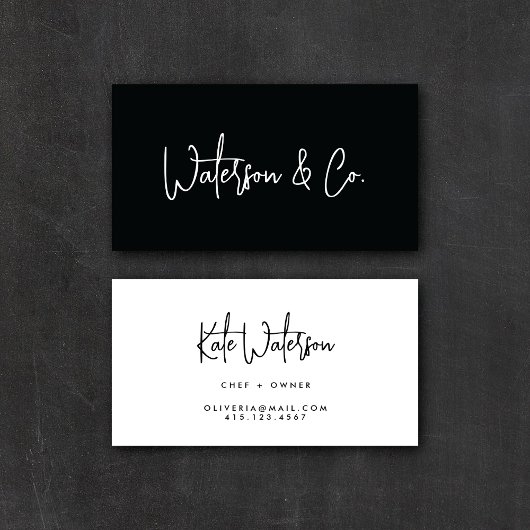 Minimalistisch zwart-wit modern kalligrafie visitekaartje