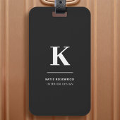 Minimalistisch zwart-wit modern monogram bagagelabel