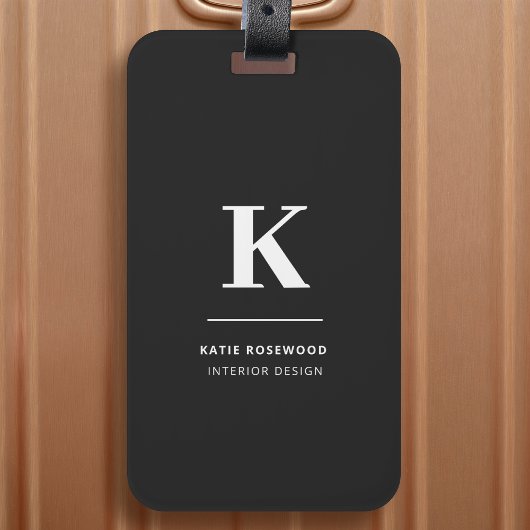 Minimalistisch zwart-wit modern monogram bagagelabel