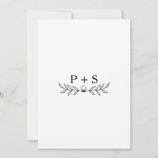 Minimalistisch zwart-wit Modern Monogram Bruiloft Save The Date (Achterkant)