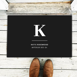Minimalistisch zwart-wit modern monogram deurmat