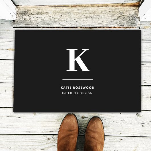 Minimalistisch zwart-wit modern monogram deurmat