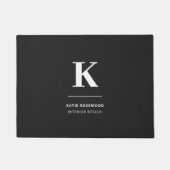 Minimalistisch zwart-wit modern monogram deurmat (Voorkant)