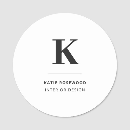 Minimalistisch zwart-wit modern monogram naamplaatje (Voorkant)
