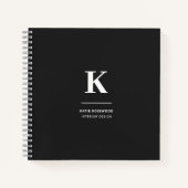 Minimalistisch zwart-wit modern monogram notitieboek (Voorkant)