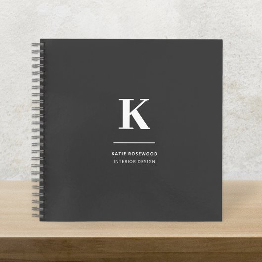 Minimalistisch zwart-wit modern monogram notitieboek