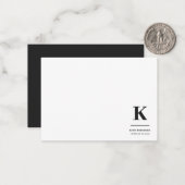 Minimalistisch zwart-wit modern monogram notitiekaartje (Voorkant / Achterkant in situ)