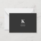 Minimalistisch zwart-wit modern monogram notitiekaartje (Achterkant)
