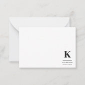 Minimalistisch zwart-wit modern monogram notitiekaartje (Voorkant)