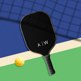 Minimalistisch zwart-wit modern monogram pickleball paddle