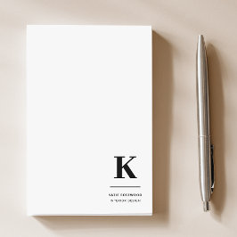 Minimalistisch zwart-wit modern monogram post-it® notes