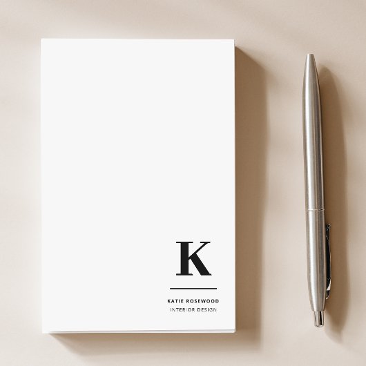 Minimalistisch zwart-wit modern monogram post-it® notes