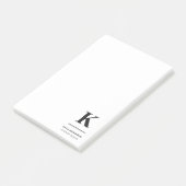 Minimalistisch zwart-wit modern monogram post-it® notes (Schuin)