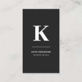 Minimalistisch zwart-wit modern monogram visitekaartje (Achterkant)