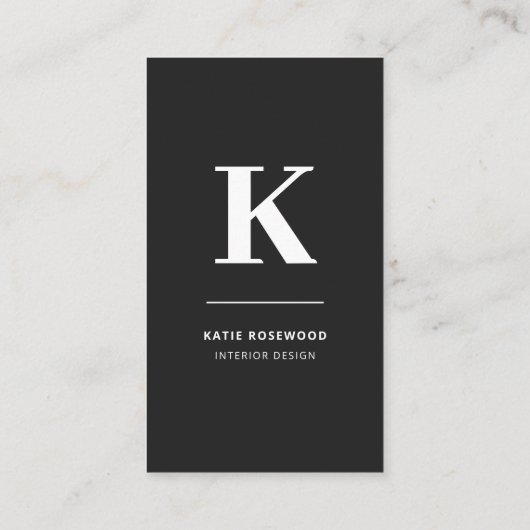 Minimalistisch zwart-wit modern monogram visitekaartje (Achterkant)