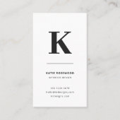 Minimalistisch zwart-wit modern monogram visitekaartje (Voorkant)