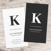 Minimalistisch zwart-wit modern monogram visitekaartje