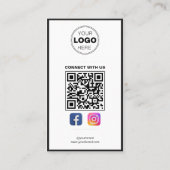 Minimalistisch Zwart Wit Modern QR Code Logo Visitekaartje (Achterkant)