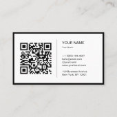 Minimalistisch Zwart Wit Modern QR Code Logo Visitekaartje (Achterkant)