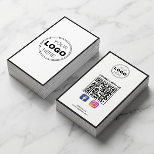 Minimalistisch Zwart Wit Modern QR Code Logo Visitekaartje