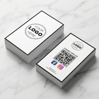 Minimalistisch Zwart Wit Modern QR Code Logo Visitekaartje