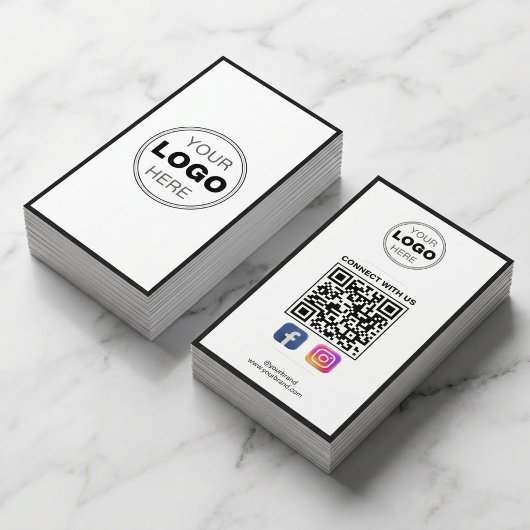 Minimalistisch Zwart Wit Modern QR Code Logo Visitekaartje