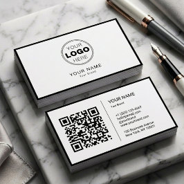 Minimalistisch Zwart Wit Modern QR Code Logo Visitekaartje