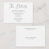 Minimalistisch zwart-wit, modern script informatiekaartje (Voorkant / Achterkant)