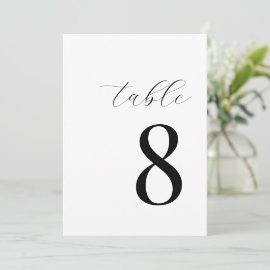 Minimalistisch zwart-wit modern tafelnummer (Staand voorkant)