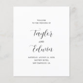 Minimalistisch zwart-wit modern trouwprogramma flyer (Voorkant)